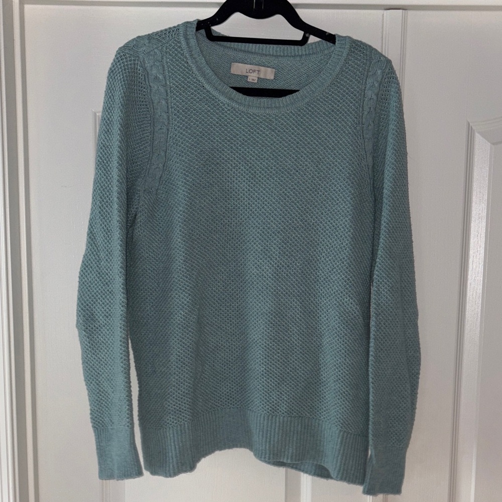 LOFT Women's Teal Crew Neck Sweater